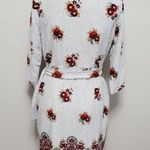 Tacera gray floral hacci knit belted surplice dress size medium Photo 5