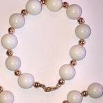 Vintage White Gold Tone Beaded Chunky Boho Retro Necklace Bracelet Set Photo 2