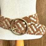 Fossil Vintage  Oversized Woven Metallic Leather Statement Belt Big Buckle Size S Photo 0