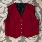 Vintage Handmade Beautiful Velveteen Red Vest with Heartshaped buttons Gold Size M Photo 1