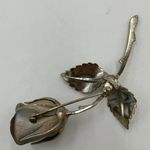 Giovanni Silver Toned Rose Bud Flower Brooch Pin Photo 2