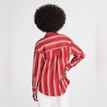 Madewell  Oversized Button-Up Shirt in Poplin in Cherry Red Size Medium NWT Photo 4