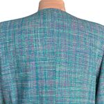 Vintage 80s Pastel Teal Pink Plaid Oversized Blazer Jacket Silk Preppy Academia Blue Size 12 Photo 5