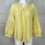 Anthropologie  Fig + Flower butter yellow lace sleeve blouse  Photo 0