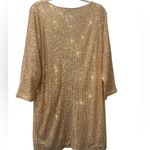 Vince Camuto All Over Sequin Gold Shift Dress Stretch Size Large Photo 4