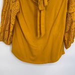 Anthropologie Top Womens S Marigold Yellow Cotton Crochet Sleeves Boho Country Photo 6