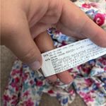 ZARA  White Colorful Floral Fairy Boho Smocked Tie Back Linen Blend Crop Top Photo 11