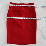 SOLID RED MIDI PENCIL SKIRT BACK SLIT SZ M STRECHY HIGT WAITS Size M Photo 6