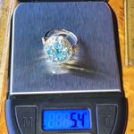 Genuine Blue Zircon Sterling Silver Cocktail Ring Size 7 Photo 9