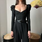 Amanda Uprichard  black cinderella puff sleeve sweetheart fitted blouse top Photo 2