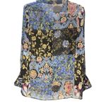 ZARA  Patchwork Floral Blouse – Mixed-Print Button Front, Size S Photo 2
