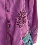 Rock & Roll Cowgirl Pink Embroidered Western Shirt LARGE Angel Wing Western RARE Photo 6