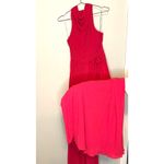 Halston Heritage Sleeveless Cowl Neck Flowy Wide Leg Jumpsuit Neon Pink size 0 Photo 9