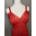 Vintage 50s 60s Red Sz 36 Nightgown Tulle Lace Trim Peignoir Slip Dress Snowdon Photo 1