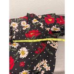Boohoo Floral Print Bodysuit Women’s US 10 Black Red Daisy Rose Festival Y2K Photo 6