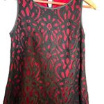 AB Studio black lace and red lining tank w keyhole back button women's medium Photo 1