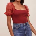 ASTR The Label Darling wine red puff sleeve bodysuit women’s size small Photo 0