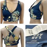 Joy Lab Navy Blue Yellow Floral Print Sports Bra​ Womens XL Photo 1