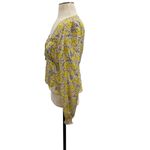 Intermix  Floral Print Silk Top Blouse Long Sleeve Yellow Gray Size 2 Photo 6