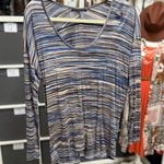Velvet Tees Anthropologie Velvet by Graham Striped Long Sleeve Scoop Neck Blue and Brown Top Photo 0