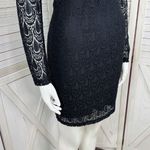 Bebe  Lace Overlay Bandeau‎ Pencil Dress Sheer Back Long Sleeve Black Medium Photo 5
