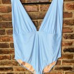 J.Crew New Baby Light Blue Plunge One-Piece Swim Bathing Suit Women's Size 24 Photo 1