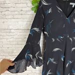 Classiques Entier Classiques Enrier Black Faux Wrap Blue Feather Flare Sleeve Dress Photo 2