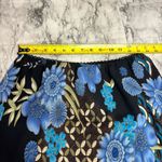 American Vintage Y2K 90s floral retro midi skirt stretch pull on size large black blue boho Photo 2