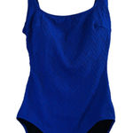 Gottex Sz 10 Royal Blue Textured Scoop Neck One Piece Swimsuit Classic Fit Photo 0