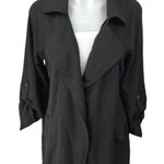 Adyson Parker  Black Roll Tab Sleeve Open Front Collar Blazer Over Coat Jacket S Photo 0