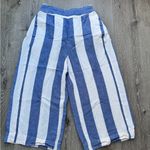 Madewell Blue White Striped Linen Wide-Leg Crop Pants XS Photo 0