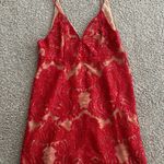 Free People Red and Cream Sequin/Lace Dress Photo 0