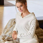 Boston Proper Velour Rhinestones Hoodie Sweater White XS Sweatshirt Top Photo 0