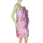 New York & Co. FLORAL PRINT PURPLE ORGANZA STRAPLESS RUFFLE DRESS (3X) Photo 2