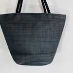 Black Gold Tribal Print Woven Grass Tote Rope Photo 3