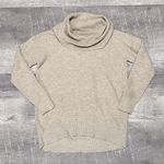 Loft Foldover Cowl Neck Knit Tunic Sweater Womens M Beige Minimalist Neutral Photo 0