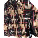Cejon Brown & Red wool blend Poncho Button Up Collared plaid Cape Size M Photo 5