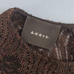 Akris Brown Silk Blend Long Sleeve Leaves Knit Crochet Shift Dress Photo 3