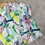 Sigrid Olsen  100% Linen Button Down Shirt Top Tropical Print Multicolor Size S Photo 9