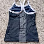 Lululemon Tank Top Denim Look with White Trim Size 4 Racerback Built In … Photo 0