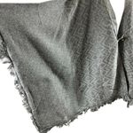 Minnie Rose Womens Poncho Sweater Geometric Boho Fringe Gray One Size OS Photo 1