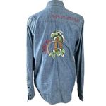 Lucky Brand Retro Y2K Western Embroidered Tattoo Denim Shirt Small California Photo 7