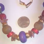 Casual Corner Gold Tone Purple Red Chunky Beaded Boho Retro Necklace Photo 4