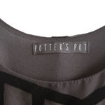 potter's pot Black Geometric Velvet Sheer Dress L Gothcore Retro Glam Minimalist Photo 2