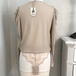 easel Long Sleeve Relaxed V-Neck Gold Shimmer Bodysuit Top Size Small Photo 1
