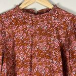 Universal Threads Universal Thread Blouse Women S Rust Floral Boho Cottagecore Puff Sleeve Prairie Photo 2