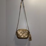 Lilly Pulitzer  Dessa Quilted Leather Gold Crossbody Bag with Tassel Photo 2