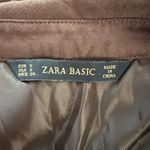 ZARA Dress Womens Small Brown Fit & Flare Belted Microfiber Basic Minimalist Photo 6