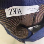 ZARA Knit Floral Bralette Crop Top Navy Blue Medium NWT Photo 3