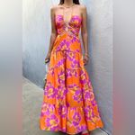 NWT Runway The Label Orchid Maxi Dress in Orange Floral Size XL Photo 2